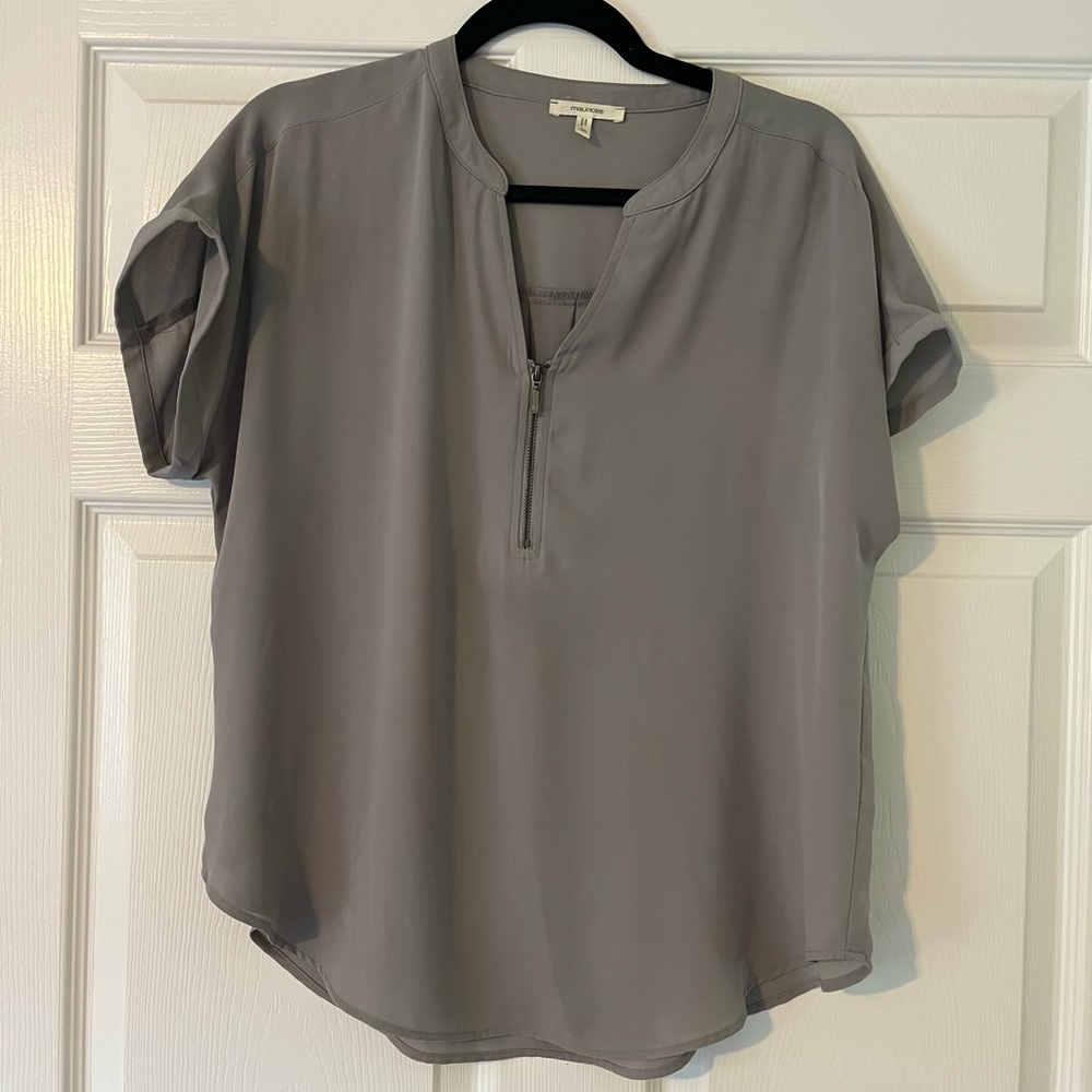 Maurices Charcoal Zip-Front Blouse